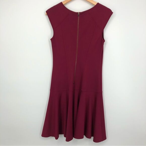 Ann Taylor Fit Flare Cap Sleeve Dress Drop Waist Cranberry Red Size 2 - Picture 7 of 9